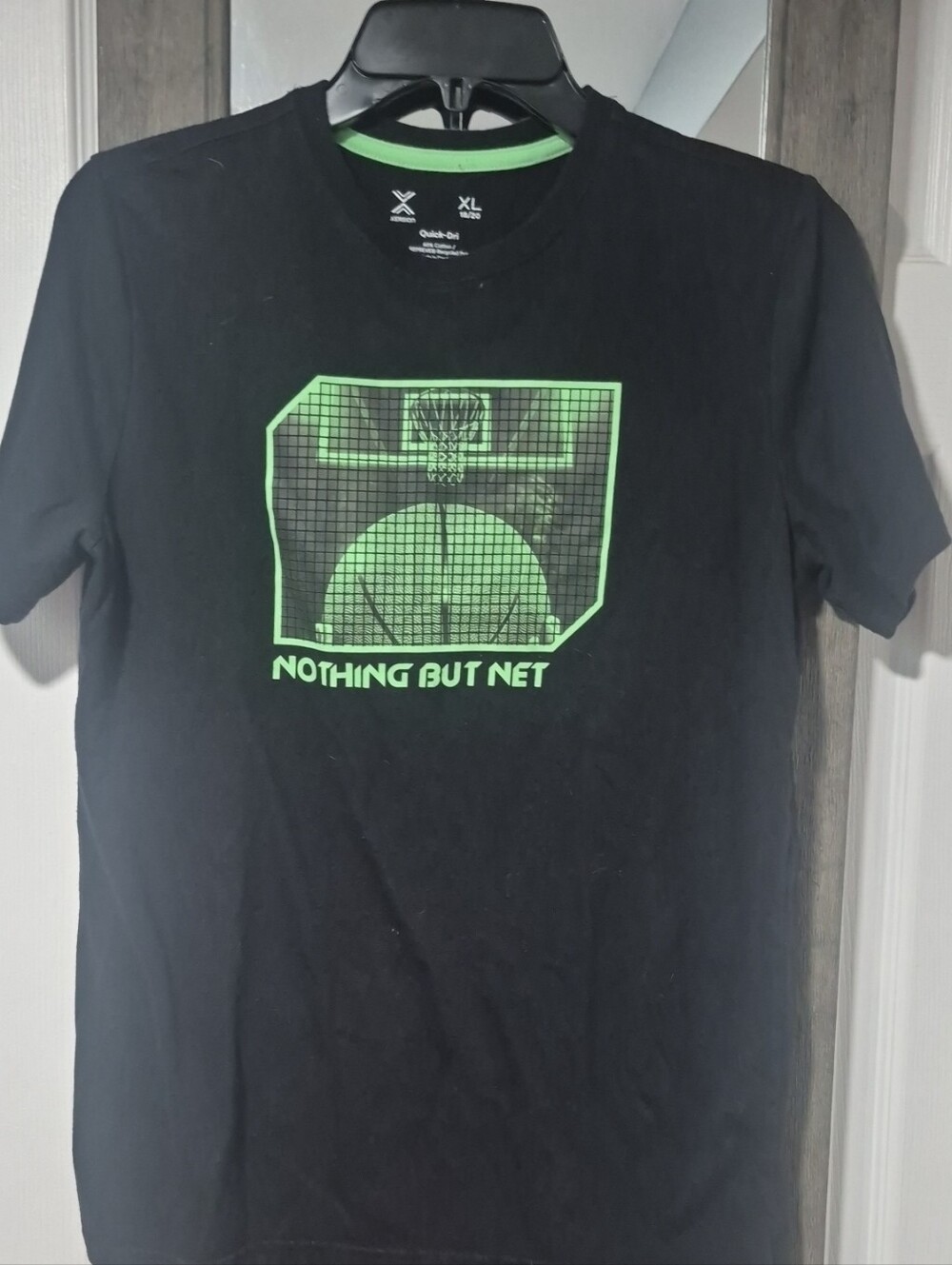 Xersion Black T‑Shirt with Neon Green Basketball Graphic Size 18-20 Kids